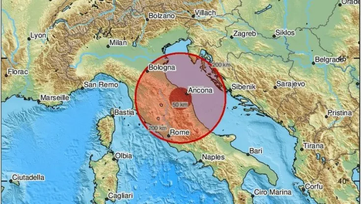 Forte scossa di terremoto nelle Marche 5.7 avvertita in tutto il Centro Italia
