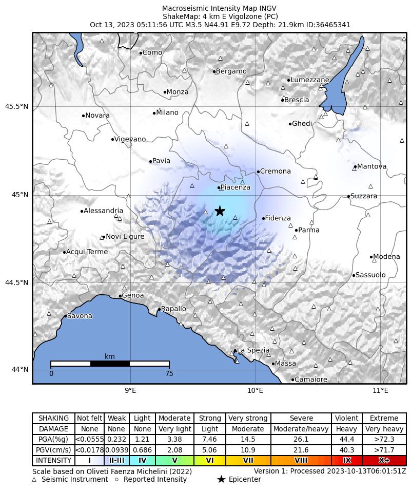 Terremoto: scossa di magnitudo 3.5 sull’Appennino piacentino